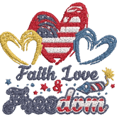 Faith-Love-Freedom - Embroidery Design - FineryEmbroidery